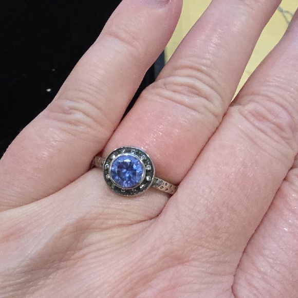 Silver and Blue Gemstone Ring - Picture 1 of 3